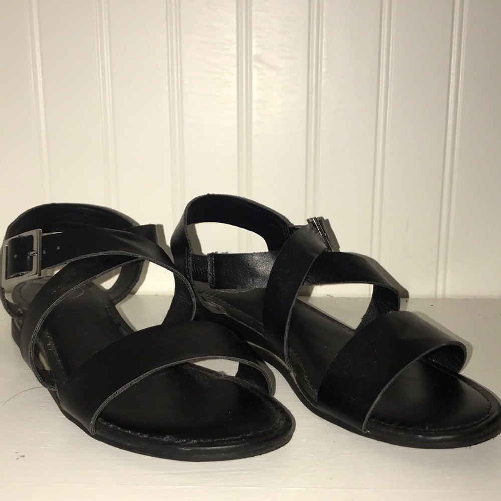 Black small heel sandals